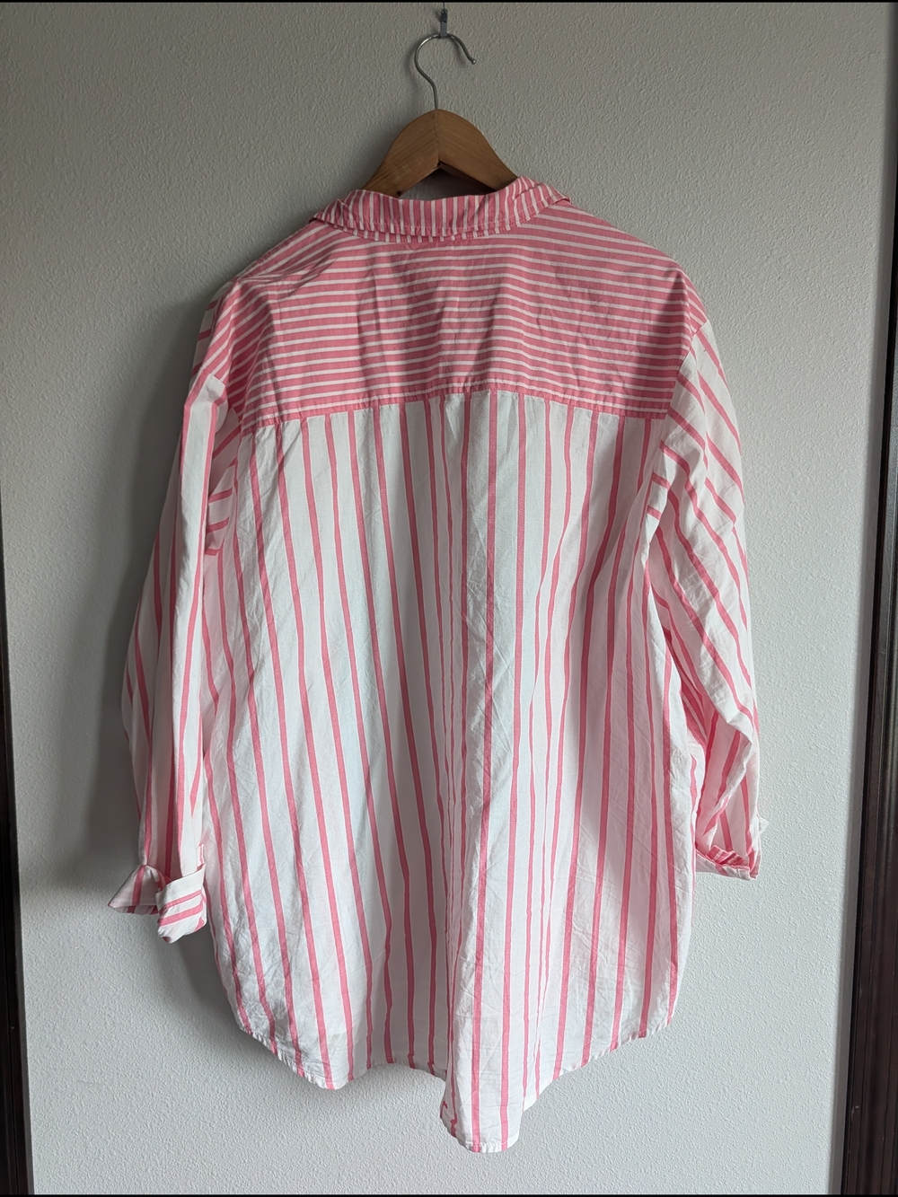 GAP "The Big Shirt" Pink Contrast Striped Shirt - Picture 3 of 3